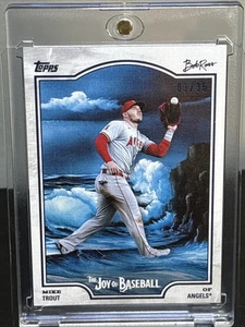2025 Topps x Bob Ross The Joy of Baseball Mike Trout Titanium White #03/35 Y306 - Picture 1 of 11