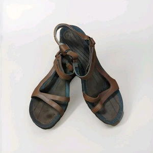 Teva Cabrillo Sandals Womens 8 Brown Leather Strappy Comfort Wedge Ankle Strap - Picture 1 of 7