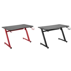 HOMCOM Scrivania Gaming con Gancio Cuffie e Porta Tazza in Acciaio e MDF - Foto 1 di 21