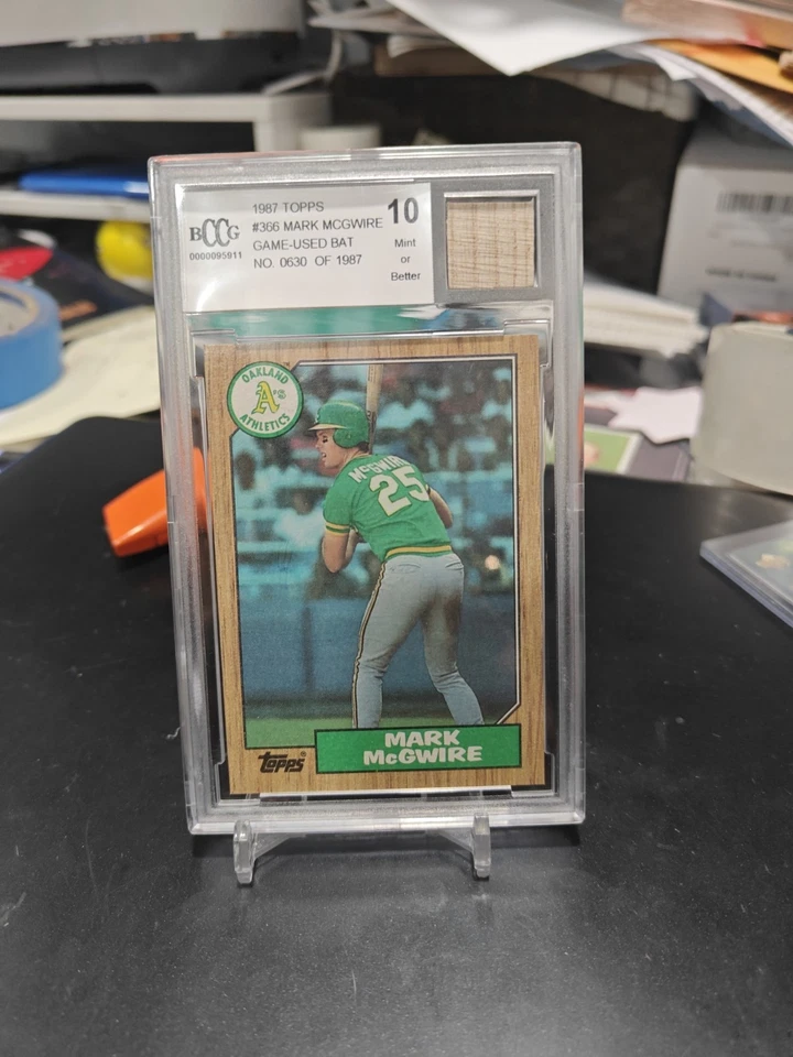 1987 Topps #366 Mark MCGWIRE JUEGO USADO BATE BCCG 10 Foto 1 de 1