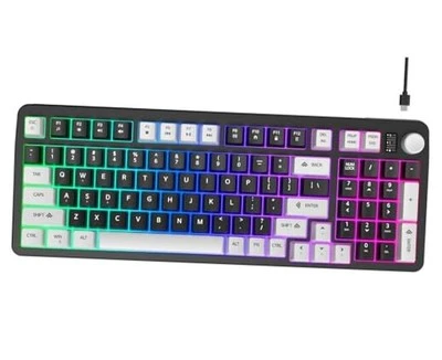 96% Wired Gaming Keyboard,Creamy Membrane Quiet Silent Keyboard with Gray&Black - Image 1 of 4