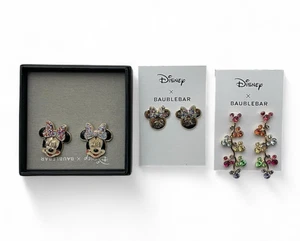 Disney x Baublebar Earrings Minnie Mickey Mouse Rhinestone Dangle Stud Lot of 3 - Picture 1 of 4