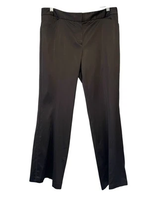 Tahari Dress Pants Womens Sz 10 Black Satin Tuxedo Stripe Career Fancy - Image 1 of 4