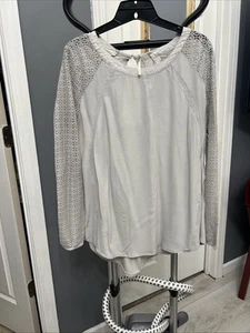 Nine 1 Eight Womens Black Long Sheer Sleeves Top Shirt Sz Large - Picture 1 of 5