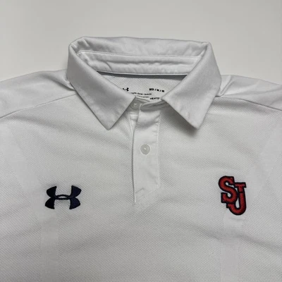 St. John’s University Red Storm Under Armour White Polo Shirt Adult Size Medium - Image 1 of 4