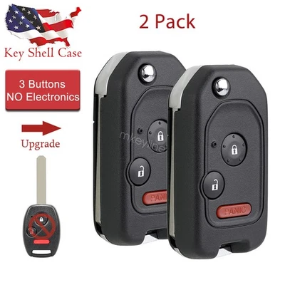 2 Upgrade Flip Key Fob Shell for Honda Fit 2007 2008 2009 2010 2011 2012 2013 - Image 1 of 4