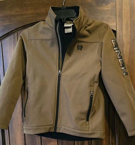 Cinch Softshell Jacket Kids Youth Medium 10 Brown Western Zip Waterproof Rain - Picture 1 of 5