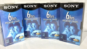Sony Leere Videorecorder Kassetten 4er Set Versiegelt Premium Qualität T-120 VHS 6 Stunden KOSTENLOSER VERSAND - Bild 1 von 5