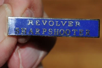 Military Revolver Sharpshooter Silver Blue tone Insignia Lapel Pin Badge Police* - Image 1 of 4