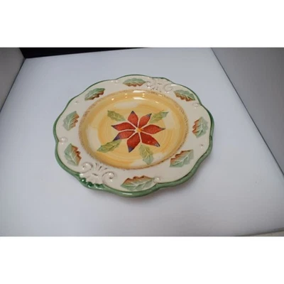 Тарелка пуансеттия с тиснением Royal Norfolk 8,5 дюйма для рождественских праздников - Изображение 1 из 4