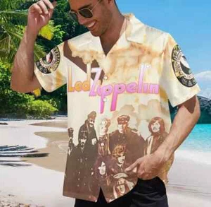 Rock Music Hawaiian Button Shirt Led Zeppelin - Picture 1 of 2
