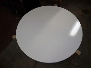 Thomas O'Brien "Vintage Modern" Teak & White Laminated Round Coffee Table - Picture 1 of 5