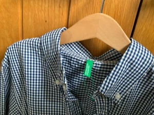 Benetton Navy blue checked long sleeved shirt. Age 11 (worn once!) - Picture 1 of 2