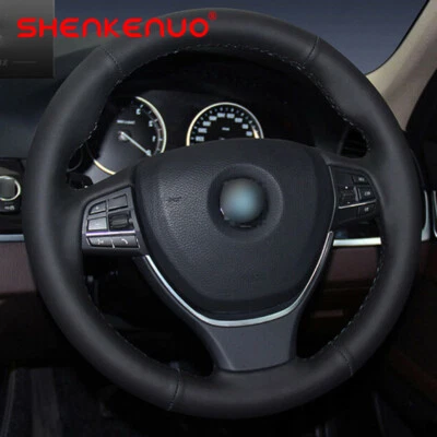 Capa de volante de couro genuíno preta 15" para GMC Sierra 1500 2500 2014-2015 - Imagem 1 de 4