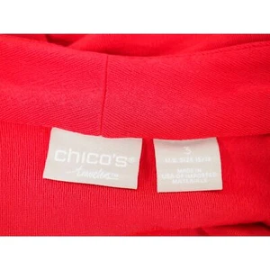 CHICOS Travelers Acetate Womens Jacket W/Grosgrain Open Cardigan Red Size 3 NWT - Picture 1 of 10