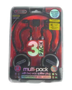 Sentry 3 Pack Folding Headphones With Two Way Splitter Plug. Buds. Ear hooks - Picture 1 of 4