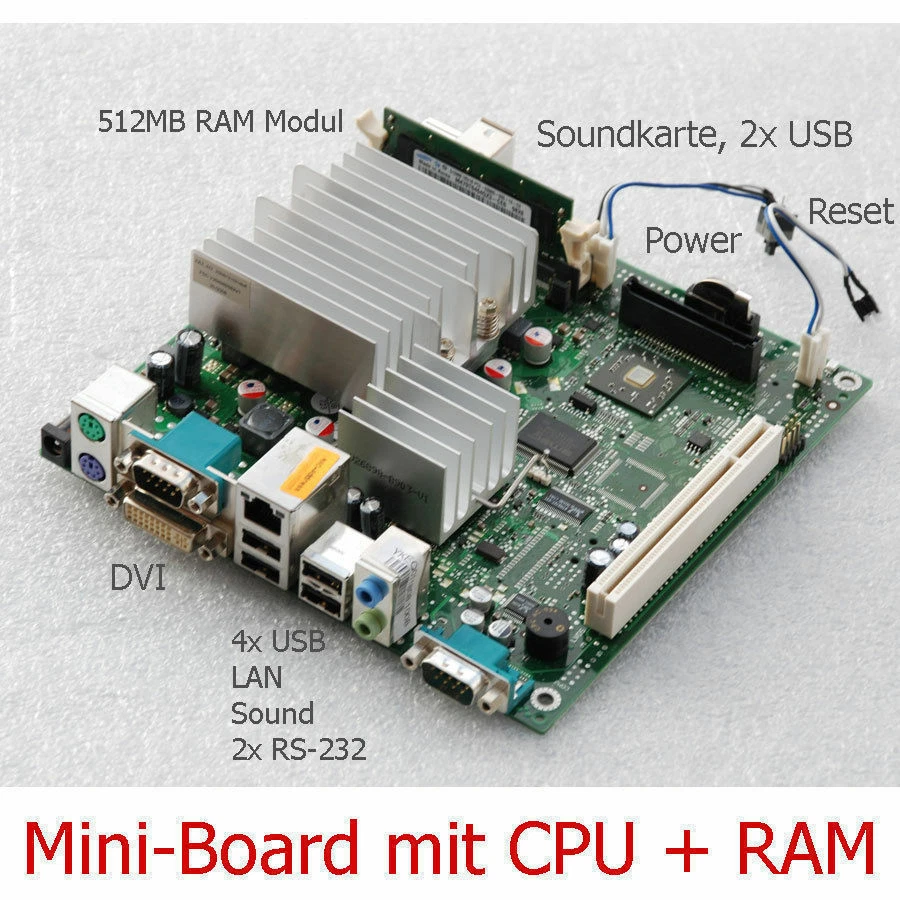 SMALL MAINBOARD WITH CPU AMD MOBILE 2100+ 512 MB D2703-A12 S500 MINI-ITX --M23 - Bild 1 von 1