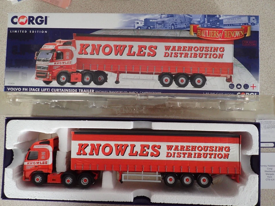 Corgi 1:50 CC14034 Volvo FH Curtainside Knowles Transport Ltd Undisplayed - Image 1 of 4