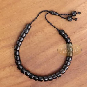 Small Black Kuka Tasbih Bracelet - 29ct Cylinder 5X6mm Seed Islamic Prayer Beads - Picture 1 of 10