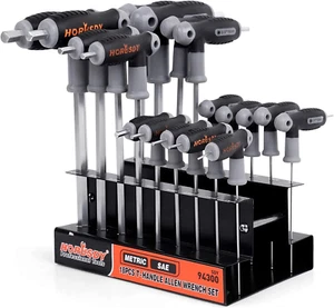 18-Piece T-Handle Hex Key Set, Inch/Metric Long Arm Ball End Allen Wrench Set, M - Picture 1 of 9