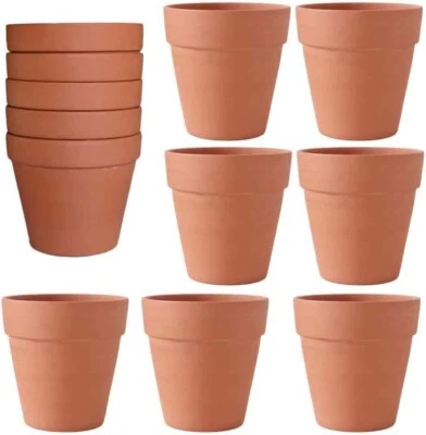 12 Pack Large Terra Cotta Plant Pot with Drainage Hole, Clay Planters 12cm