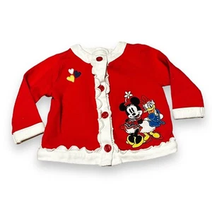 Disney Store 3-6 Monate rote Strickjacke Pullover Minnie Mouse Daisy Duck Vintage - Bild 1 von 7