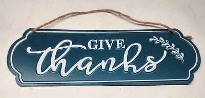 New Fall Green Hanging Wall Decor Sign Words "GIVE THANKS"  - Image 1 of 2