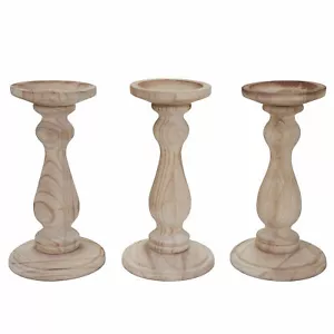 3er Set Kerzenständer H361, Kerzenhalter, Shabby-Look Höhe 24cm naturbraun - Bild 1 von 3