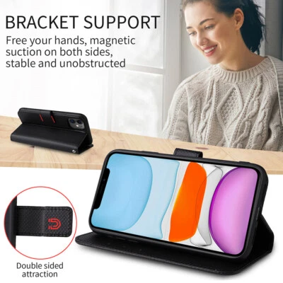 Magnetic Flip Stand Card Slots Wallet Case Cover For iPhone 15Pro Max 14 13 XR 6 - Image 1 of 4