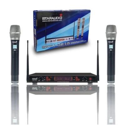 Stage Wireless Microphone System 2CH UHF Handheld Adjustable Musical Microphones - Image 1 of 4