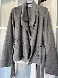 Vintage Nicole Farhi Wool And Angora Mix Embroidered Grey Coat Skirt Set S 8 10 - Picture 1 of 21