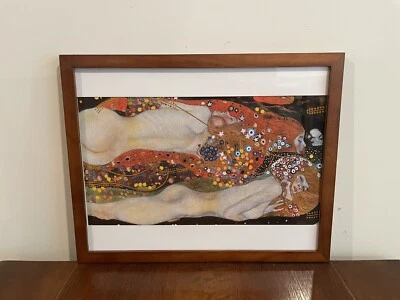Impresión enmarcada Klimt Sea Serpents II 15x12 1907 Art Nouveau flores modernas Foto 1 de 3
