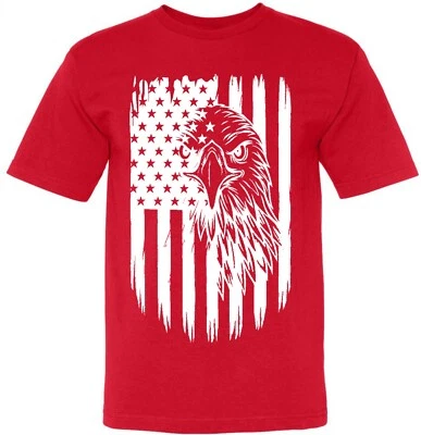USA Distressed Eagle Flag T-Shirt Patriotic July 4th American Independence Day - Image 1 of 2