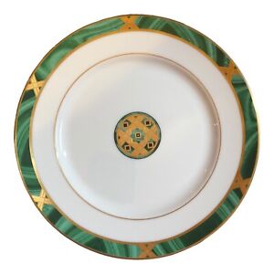 Fitz & Floyd Gramercy Decorative Collector Salad Plate Green Gold Geometric 8.25