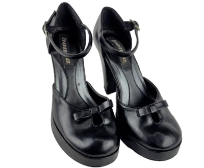 Bongo Y2K Platform Heels Womens 5.5 Black Round Toe Bow Dark Coquette Doll Pinup - Image 1 of 4
