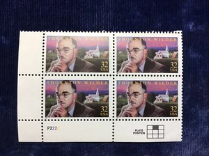 NANEE-B) FRANCOBOLLI # 3134,THORNTON WILDER, 1997, PLT BLK 4,M0GNH, 32C,Z27 - Foto 1 di 4