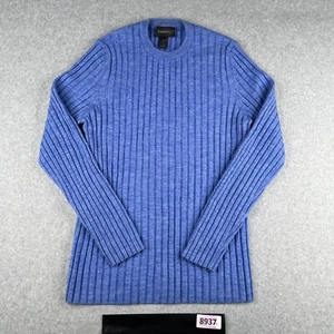 Express Sweater Damen Medium Blau Stretch Gerippt Merino Wolle Langarm - Bild 1 von 10