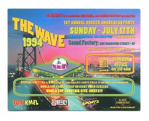 The Wave Sound Factory Años 90 San Francisco Rave Flyer 1994 Copa Mundial Fiesta de Baile - Imagen 1 de 2