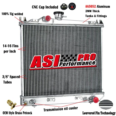 3 Row Aluminum Radiator For 1987-1999 1996 Dodge Dakota 2.2L 2.5L 3.9L AT CC981 - Image 1 of 4