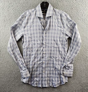 Boss Performance Slim Fit Button Up Shirt Men's 15 Blue Multi Plaid Long Sleeve - Picture 1 of 11