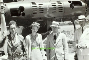 4" by 6" Photo Reprint of Amelia Earhart With The Lockheed Brother, Their Plane - Picture 1 of 1