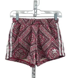 Adidas Girls' Pink Abstract Athletic Shorts Cotton Youth Medium Preowned - Picture 1 of 5