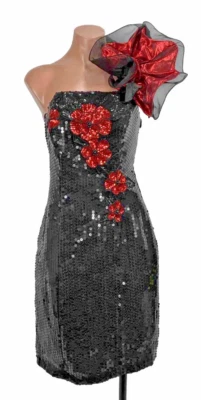 Vestido De Colección Años 80 Loralie Grunge Gótico Con Cuentas Lazo Encaje Rojo Punk Fiesta Baile de graduación talla 10 Foto 1 de 4