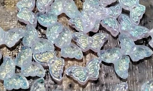 Transparent Glass with Glitter Powder, Butterfly, Clear, 8x15x4.5mm,20 piece - Picture 1 of 3