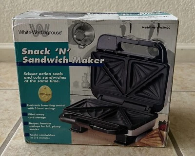 NEW White-Westinghouse Snack Sandwich Maker, Panini Press w Non-stick plates LED - Image 1 of 3