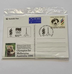 Olympics For Melbourne 1996 Postal Card 1990 Pre-Paid Postcards Set of 3 Sealed - Picture 1 of 16
