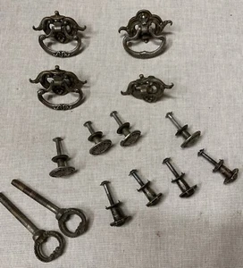 Vintage Lot 4+4+4 Knobs Drawer dresser Drop Pulls Cabinet Pewter Silver - Picture 1 of 10