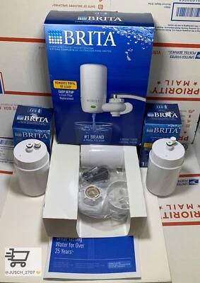 BRITA Faucet Mount WATER FILTRATION SYSTEM FILTER + 2 Filters Lot - New Open Box - Image 1 of 4