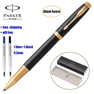 Parker IM Black Forest Gold Trim Rollerball Pen,1 Blue + 1 Black Ink,Gift Box - Imagen 1 de 8