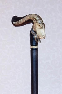 Bastón de caminar Capricornio caña tallado a mano zodiaco madera - Imagen 1 de 12